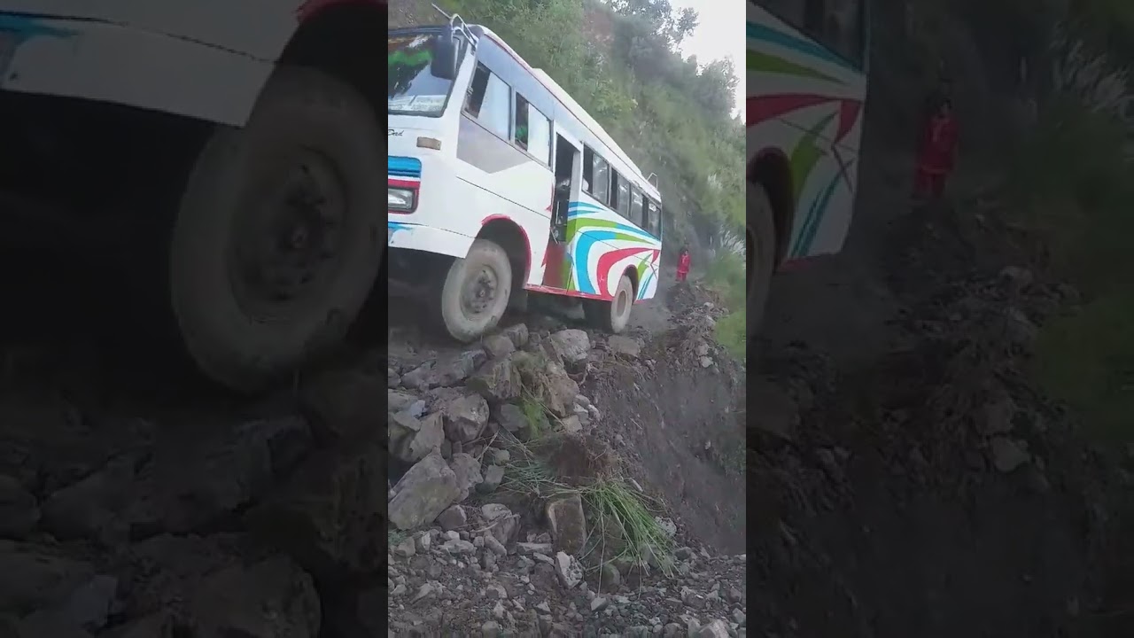 Nepali Tata bus in world most dangerous hilly narrow off-road of Nepal #incrediblejourneys