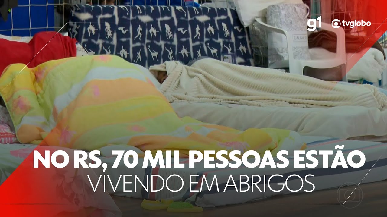 No Rio Grande do Sul, 70 mil pessoas estão vivendo em abrigos #g1 #JN #notícias