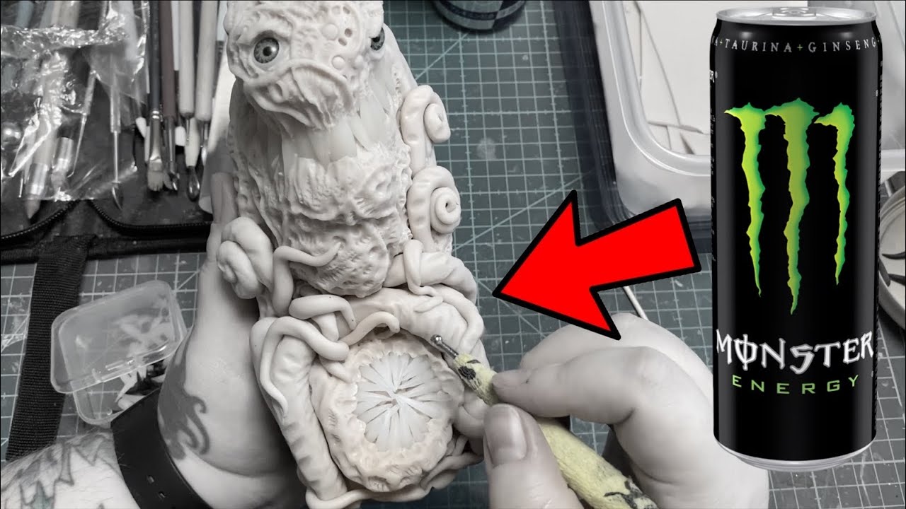 Making custom Monster Can with Polyclay