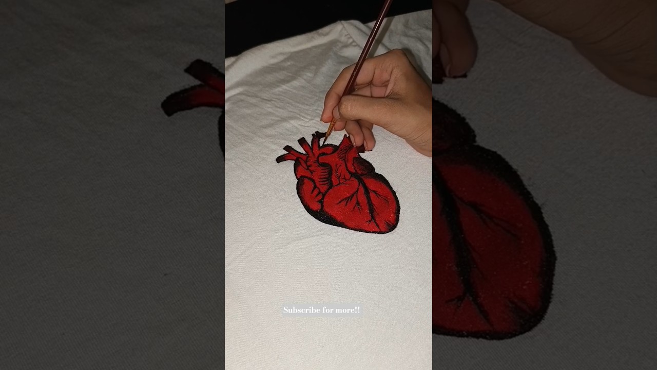Heart Painted Shirt | painting On shirt | #painting #paintonshirt #pinterest #art