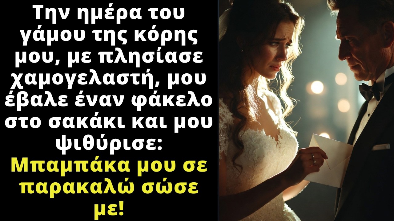 Στον γάμο της, η κόρη μου, μου έβαλε κρυφά ένα φάκελο στην τσέπη και μου είπε να την σώσω