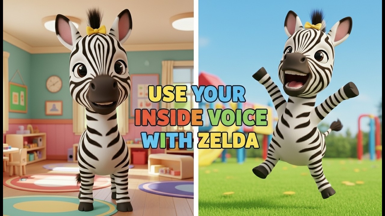 Inside Voice Song with Zelda the Zebra 🦓  | Soft & Kind Voices for Kids | Tiny Paws Academy