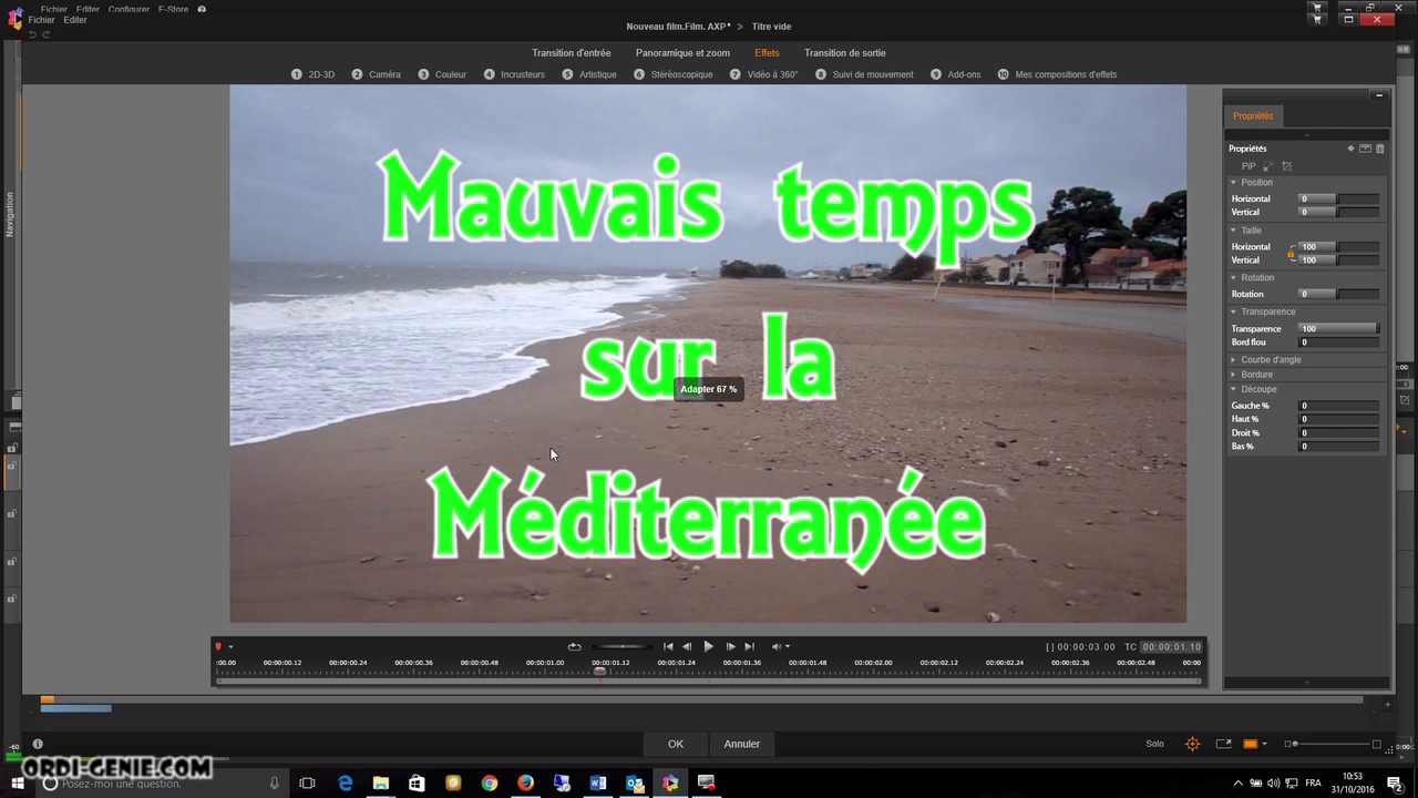 Pinnacle Studio 20 : Titres et transparence n.01