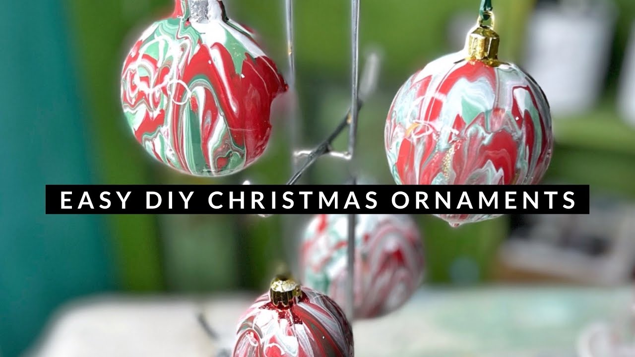 EASY DIY Paint Christmas Ornaments | Paint Pour | Easy Christmas Ornaments to Make