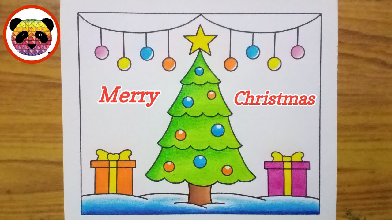 Merry Christmas Drawing / Christmas Drawing Easy Steps  / Christmas Tree Drawing/Christmas Painting