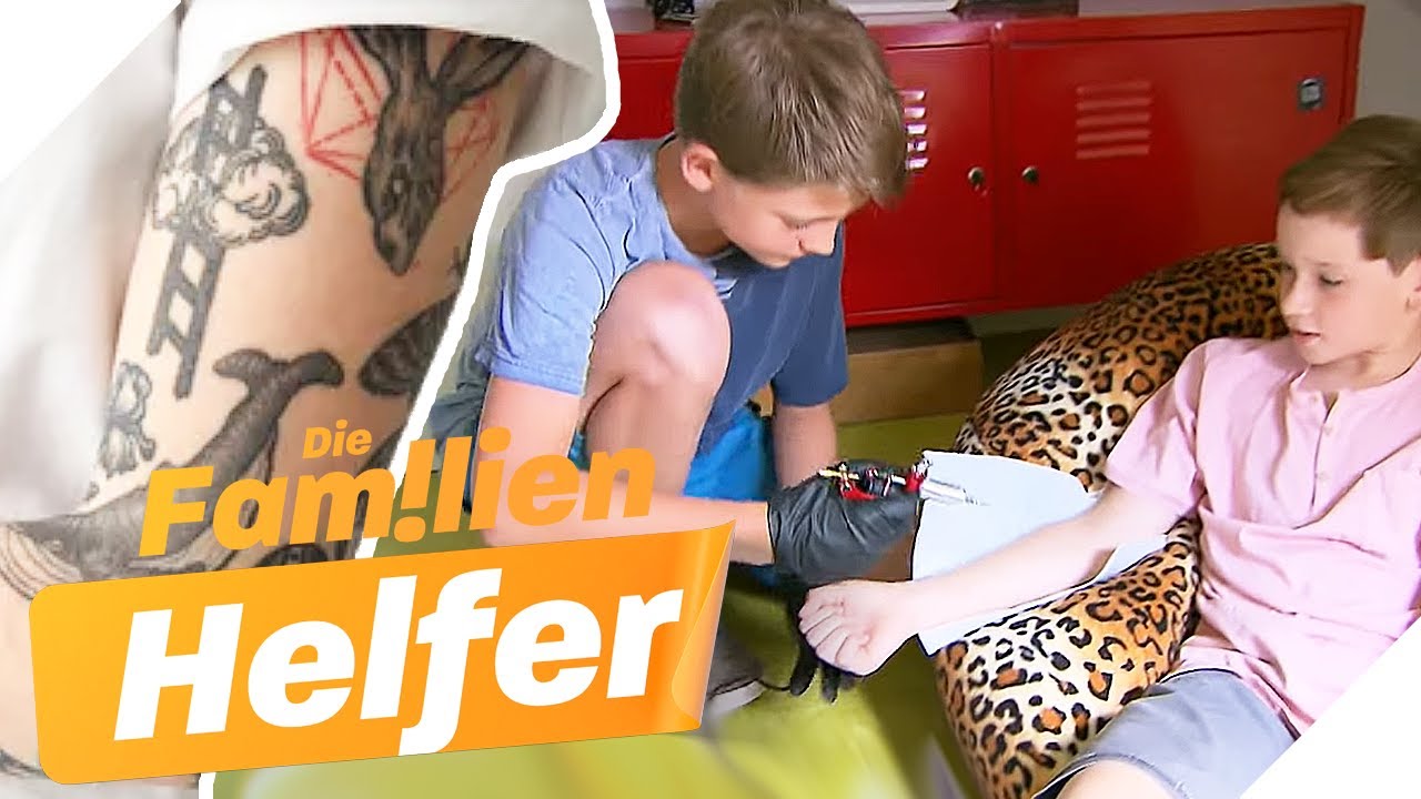 Tattoo mit 8 💉 Kinder wollen sich selbst mit ECHTER Maschine tätowieren | Die Familienhelfer | SAT.1