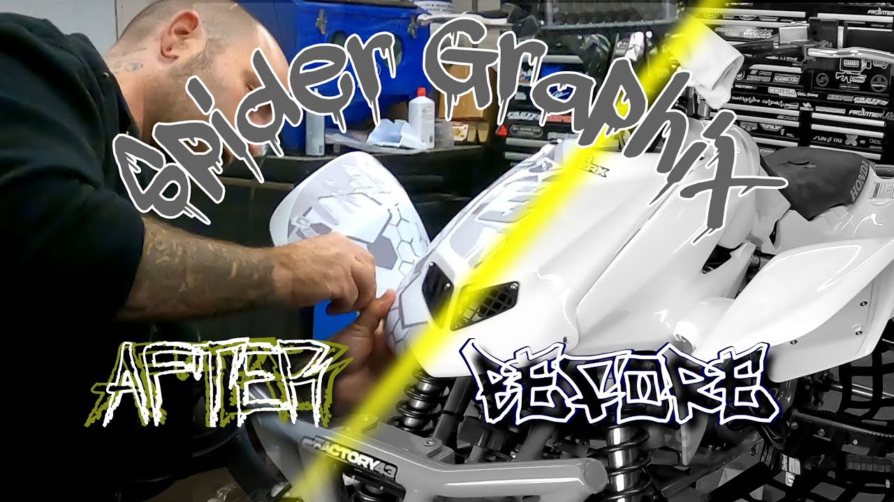 Spider Graphix Transformation. TRX450R Hybrid #18. Graphics install, wheels, First look complete.