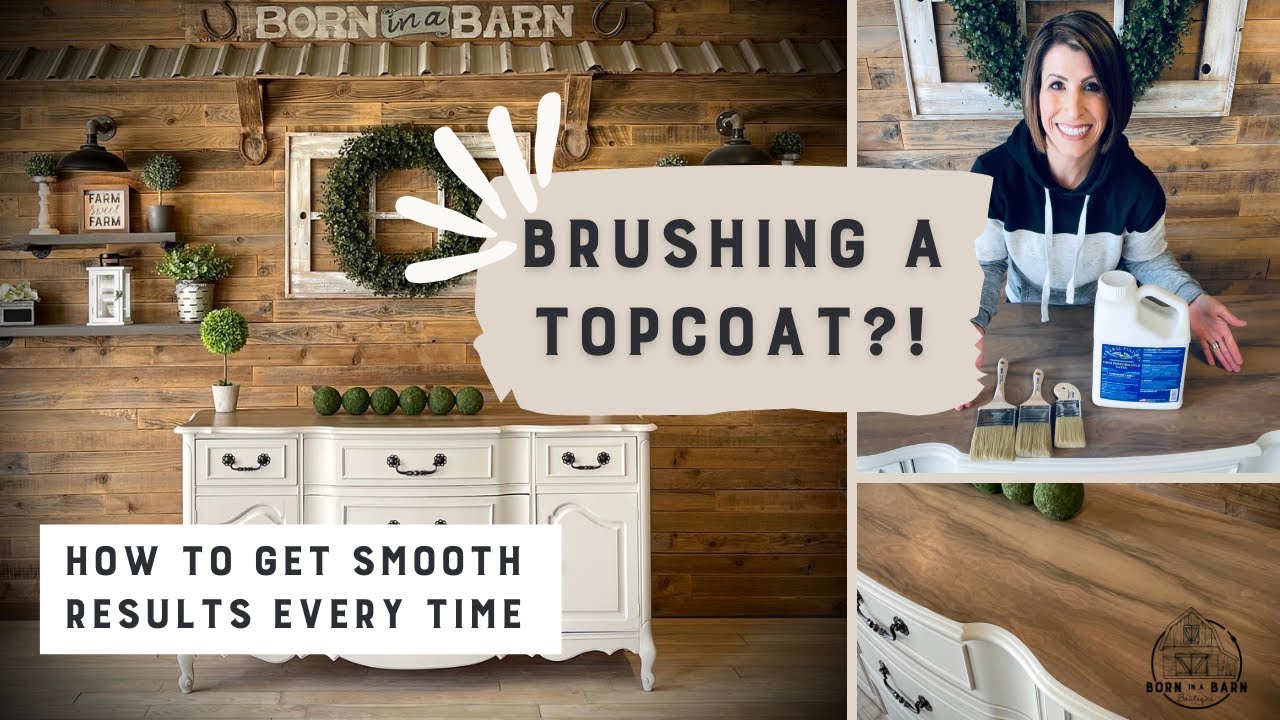 How to BRUSH a Spray Like Finish Topcoat on Painted Furniture!