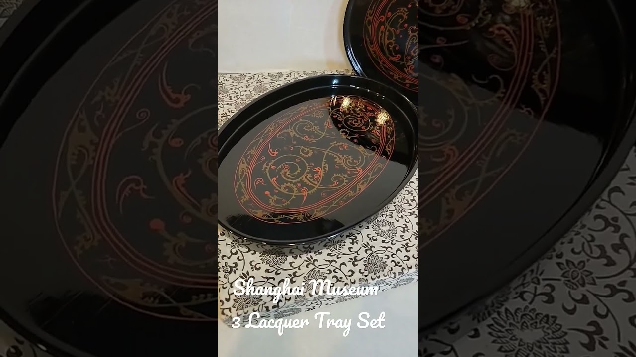 SOLD Shanghai Museum 3 Lacquer Tray Set #shorts #lacquertrays #Chinese lacquer #Shanghaimuseum