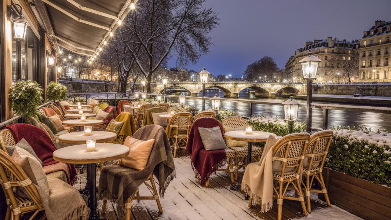 Relaxing Jazz Background Music at Cozy Cafe | Rainy Jazz Piano & Warm Fireplace to Work