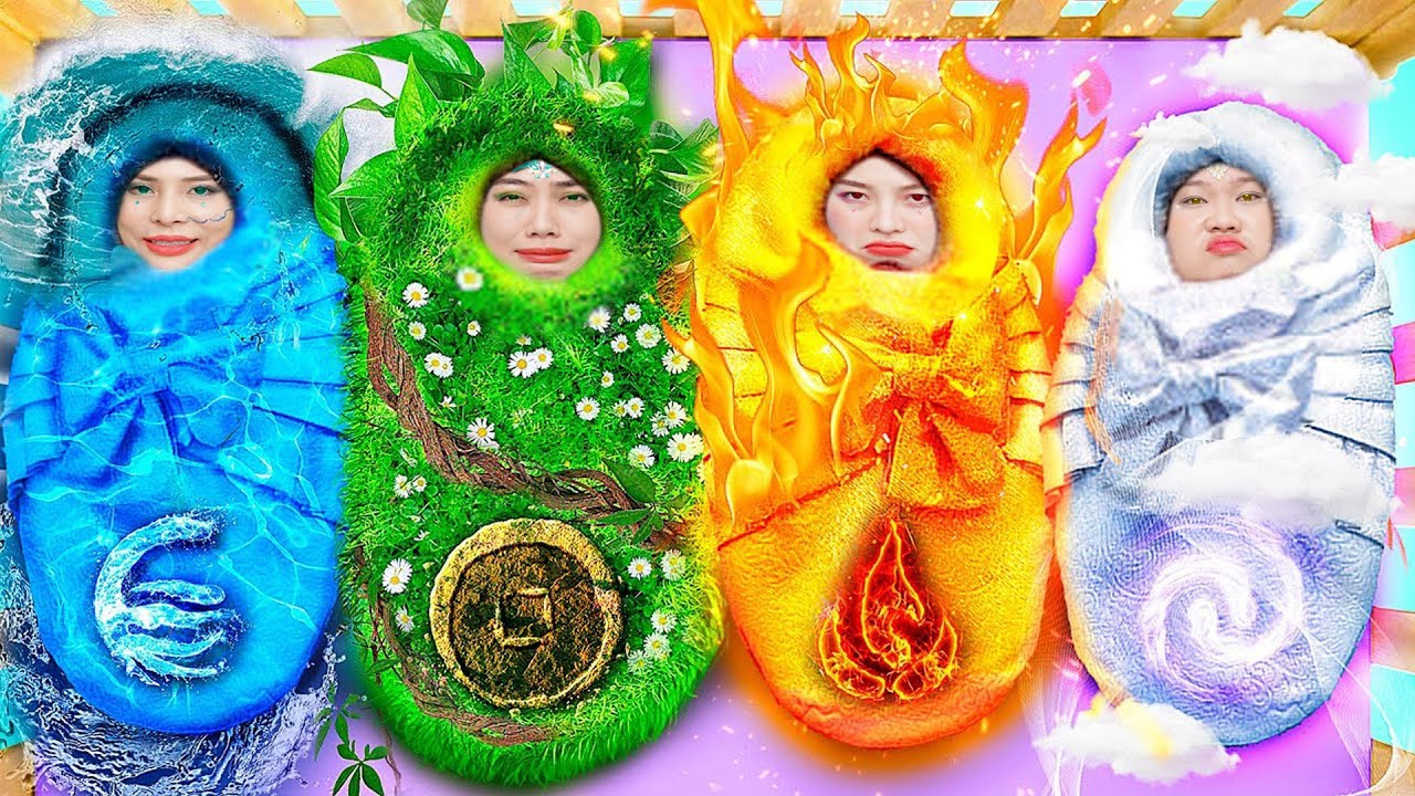 We Adopted Four Elements! Fire Girl, Water Girl, Air Girl and Earth Girl By T-STUDIO