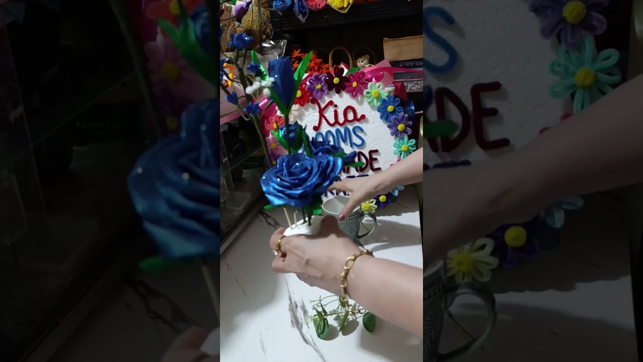 FLOWER BOUQUET IN MUG #diy #craft #diycrafts #craftideas#handmade#handmadewithlove  #satinribbonrose