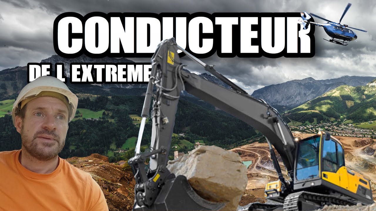 Pelleteuse et piste en haute montagne.