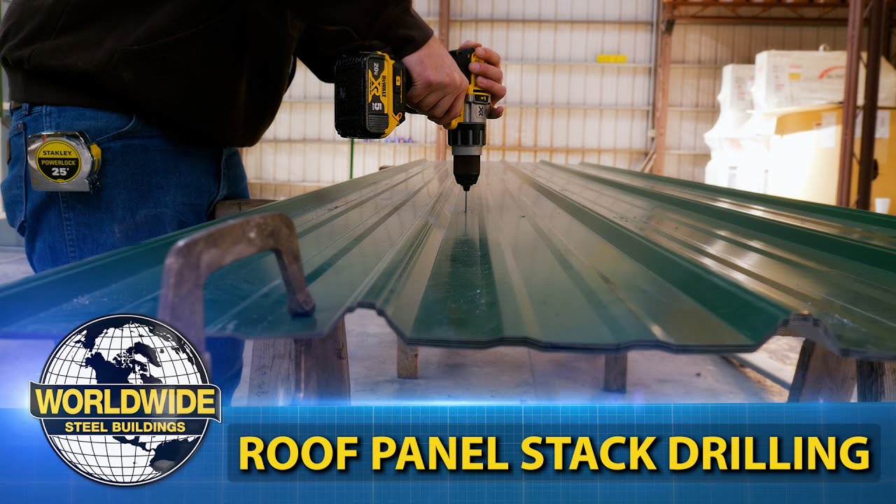 Roof Panel Stack Drilling - How To DIY Steel Building