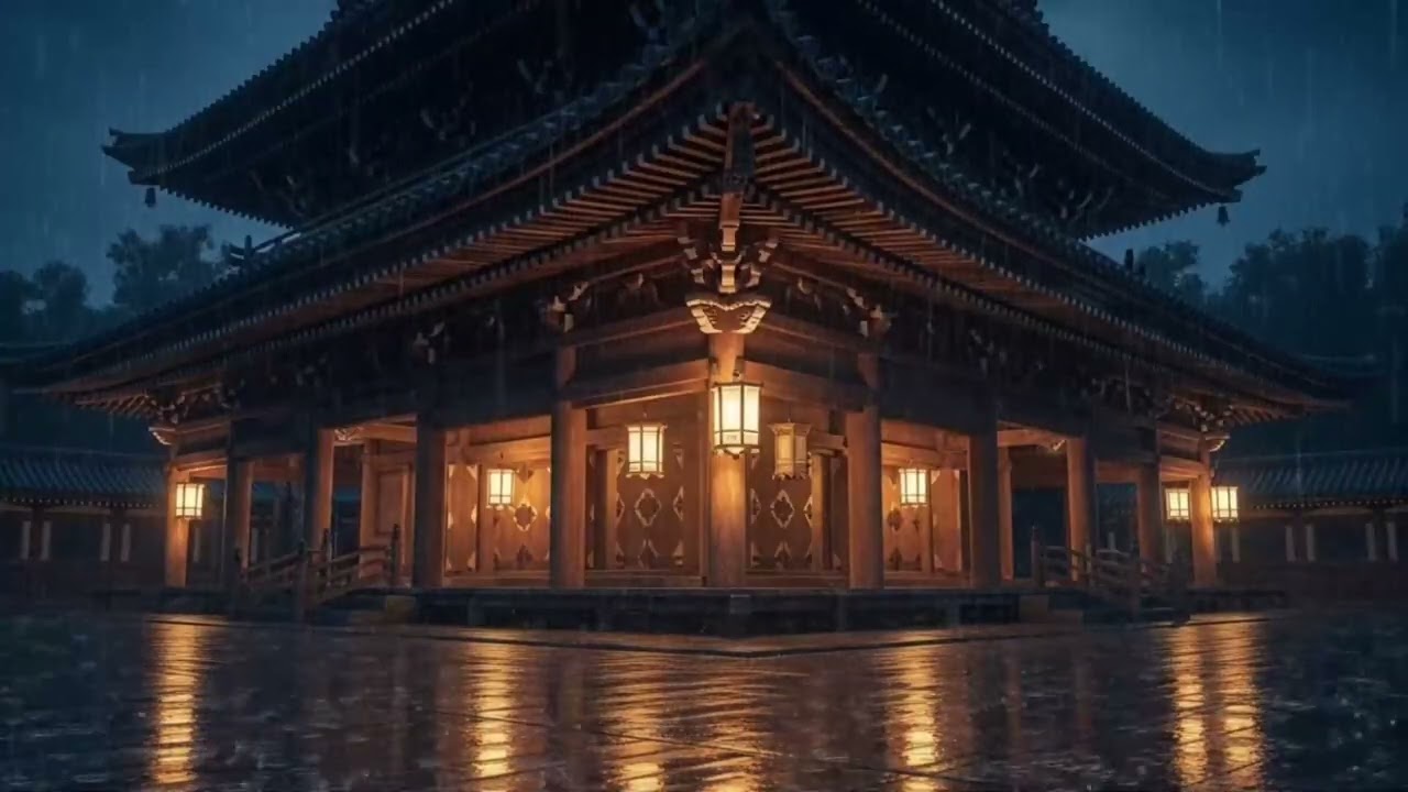 Kyoto Temple Rain at Night 🏯🌙 | 8 Hours Peaceful Zen Sleep Sounds