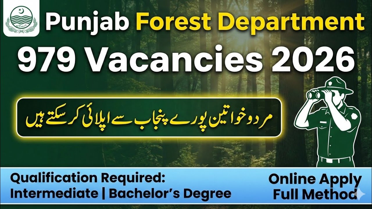 Punjab Forest Department 979 Jobs 2026 | Inter & Bachelor Eligible | Apply Online Complete Guide