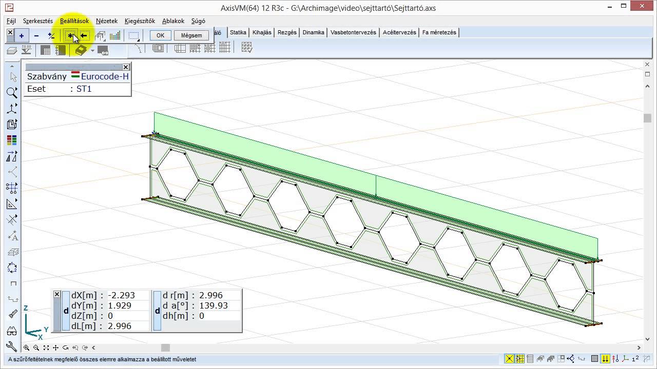 AxisVM - Sejttartó modellezése