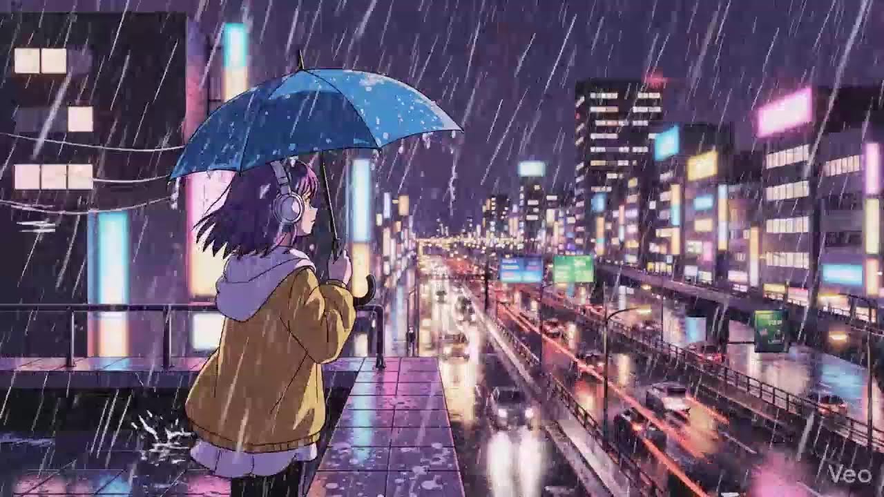 Calm Rainy Night 🌧️ Lofi Chillhop in Japanese Neon City