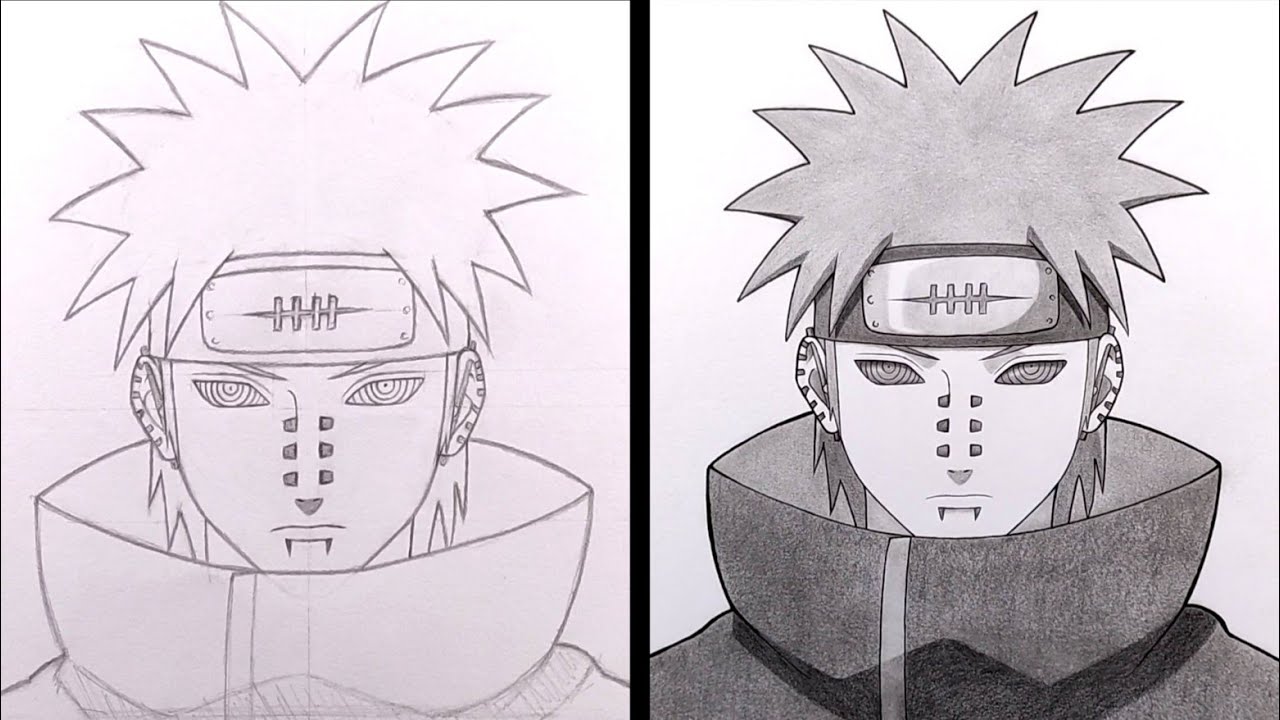 Как нарисовать Pain Akatsuki - Naruto