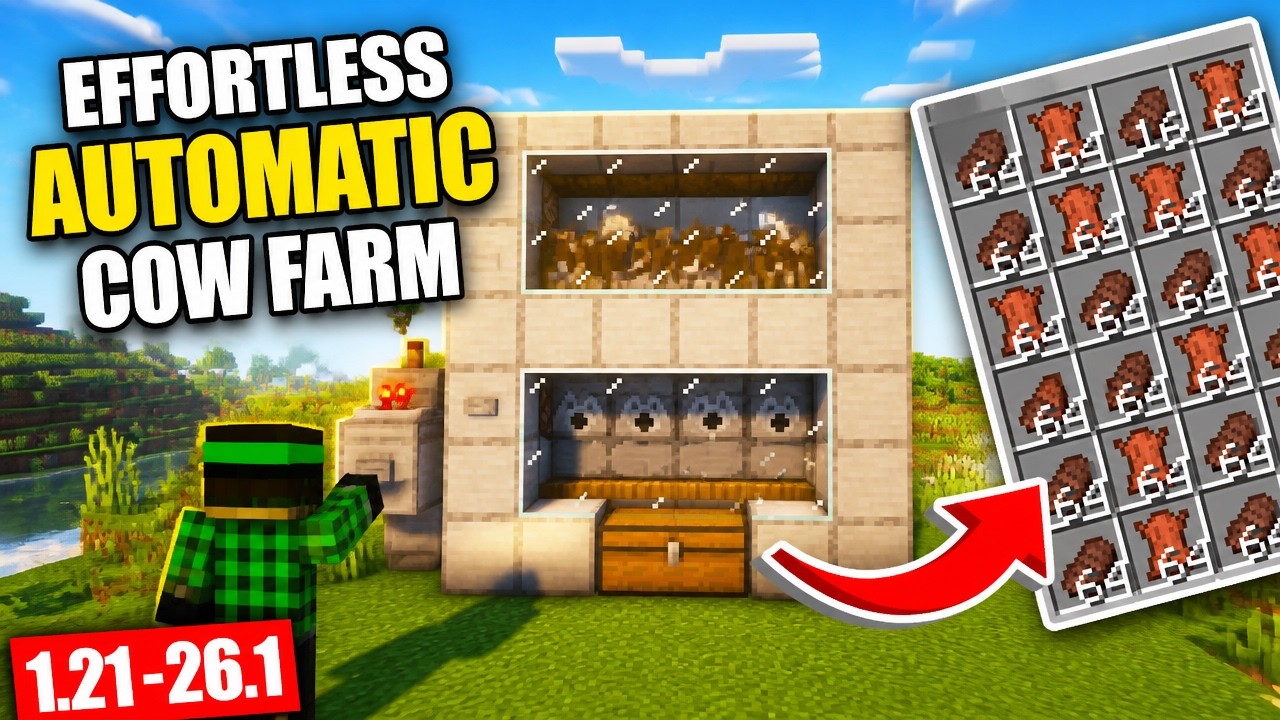 EFFORTLESS AUTOMATIC Cow Farm Minecraft Java 1.21 - 26.1