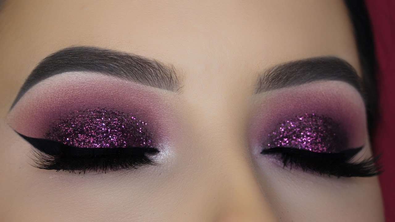 Purple Mauve Glitter Eye Makeup Tutorial