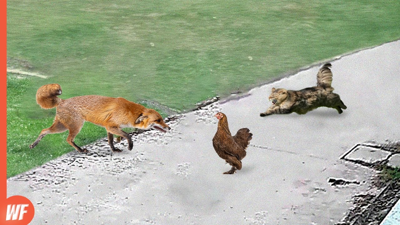 This Cat Attacked Fox to save a Chicken..Hero Cat !