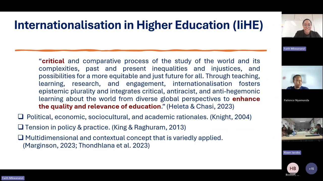 SARChI - HEHD: Responsible Internationalisation and Quality in Higher Education, 18 August 2025