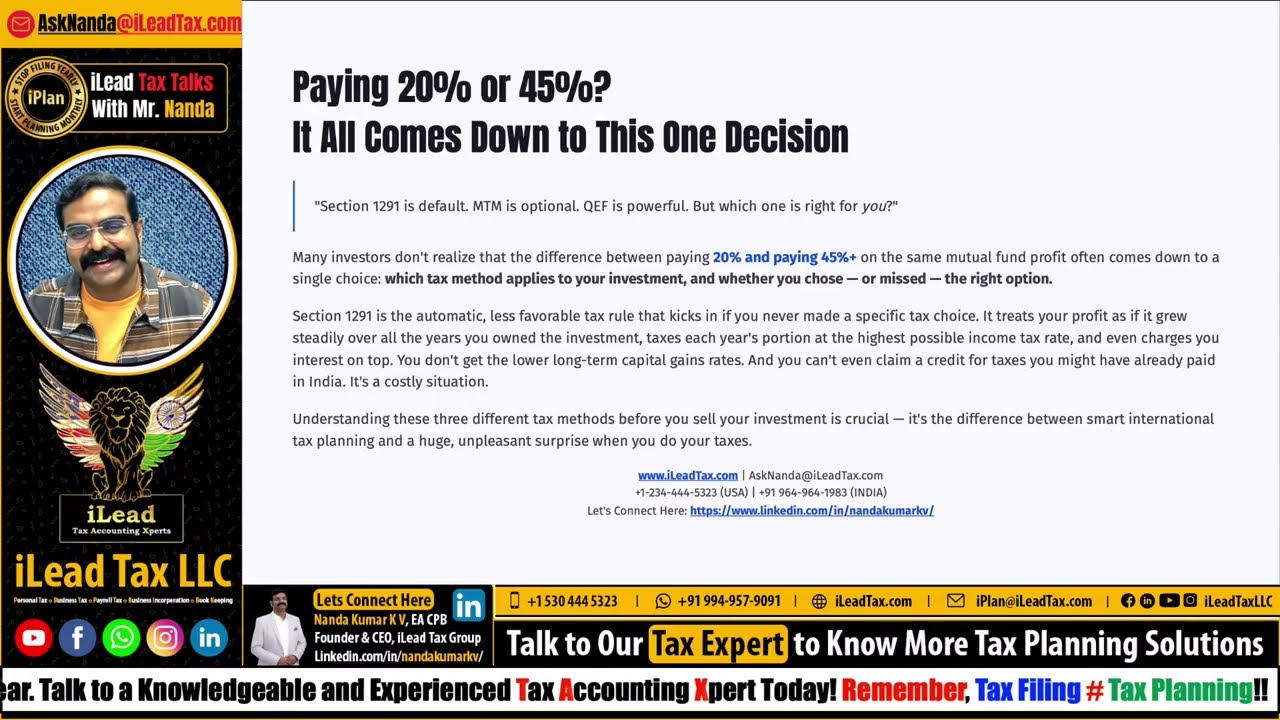 PFIC #4 for NRIs 2026 | QEF vs MTM vs Default Rule (1291) | Which Election Saves You Before Sale?