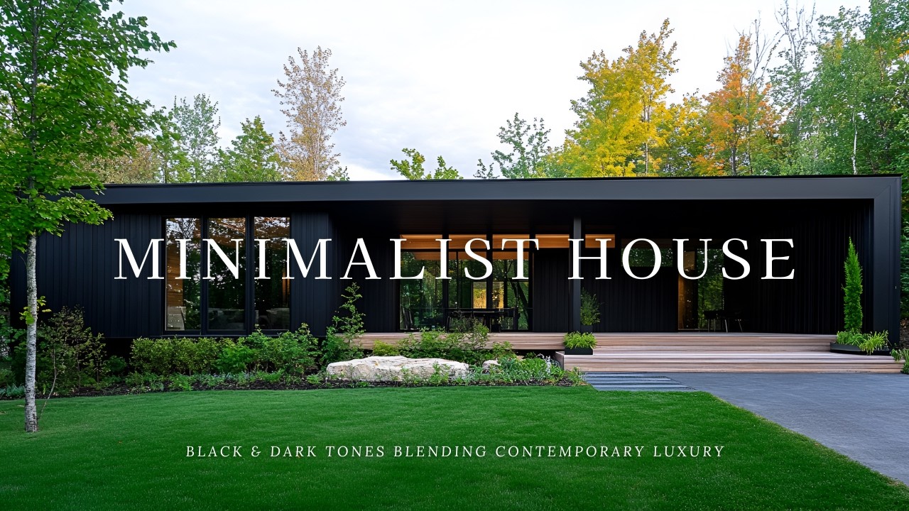 Modern minimalist house enveloped in the elegance of black & dark tones blending contemporary luxury