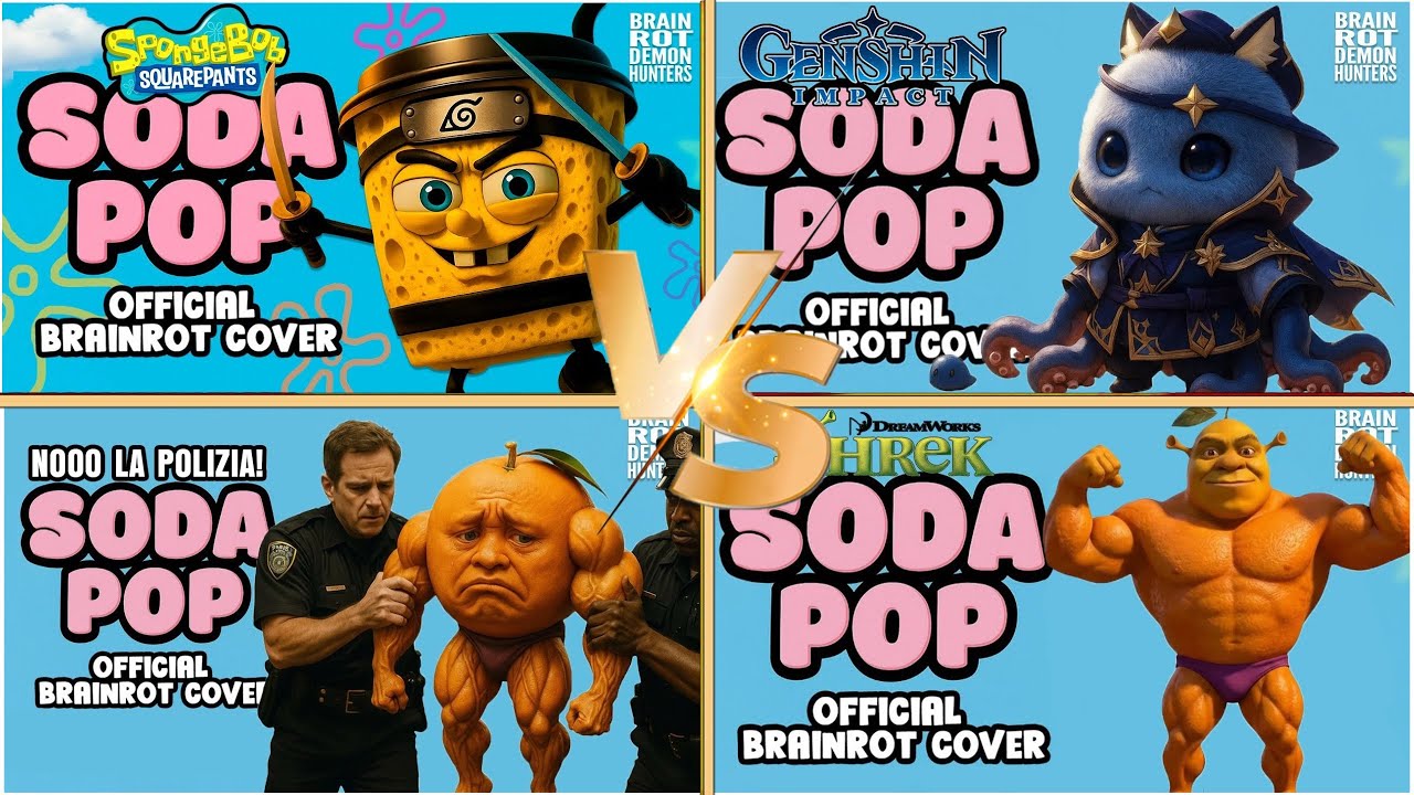  ITALIAN BRAINROT(Sponge pop)🆚Genshin Impact🆚Nooo La Polizia🆚SHREK🎼🎼Who Is Best?