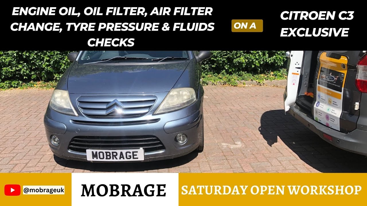 Engine oil, oil & air filter change on a Citroen C3 Exclusive | Mobrage Saturday Open Workshop