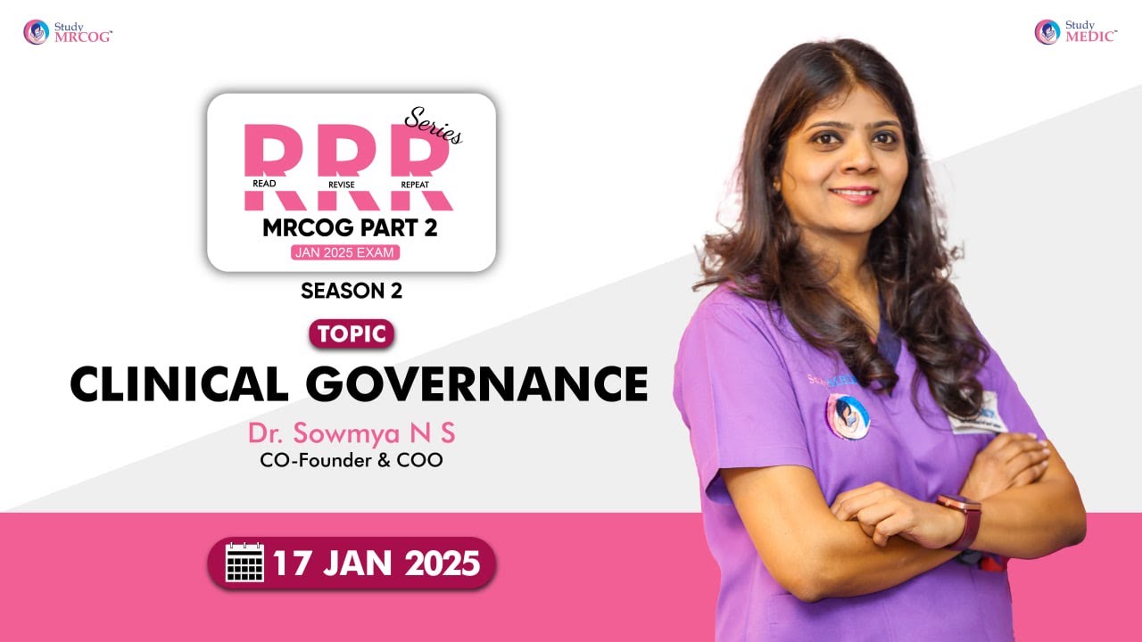 MRCOG | MRCOG Part 2 | Clinical Governance | Dr Sowmya NS | RRR Series Season 2 |  StudyMEDIC