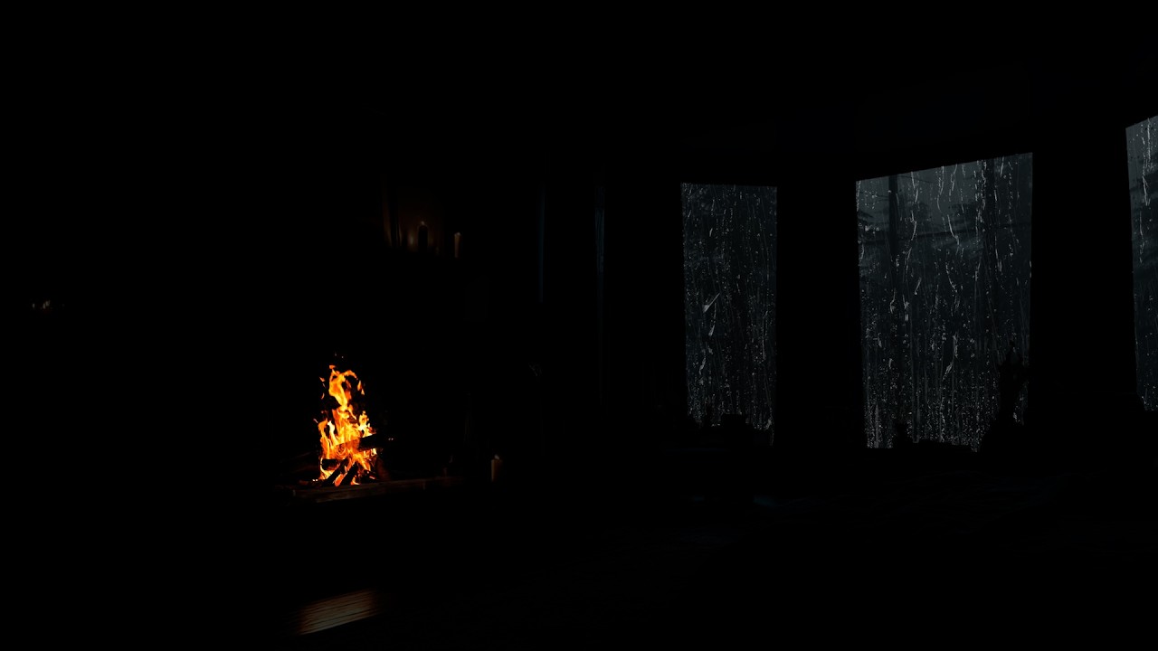 Cozy Rainy Cabin Night | Warm Fireplace and Gentle Rain Sounds for Focus and Deep Calm
