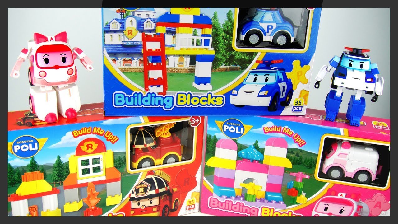玩ROBOCAR POLI 波力救援小英雄  波力積木組 安寶積木組 羅伊積木組 玩具開箱