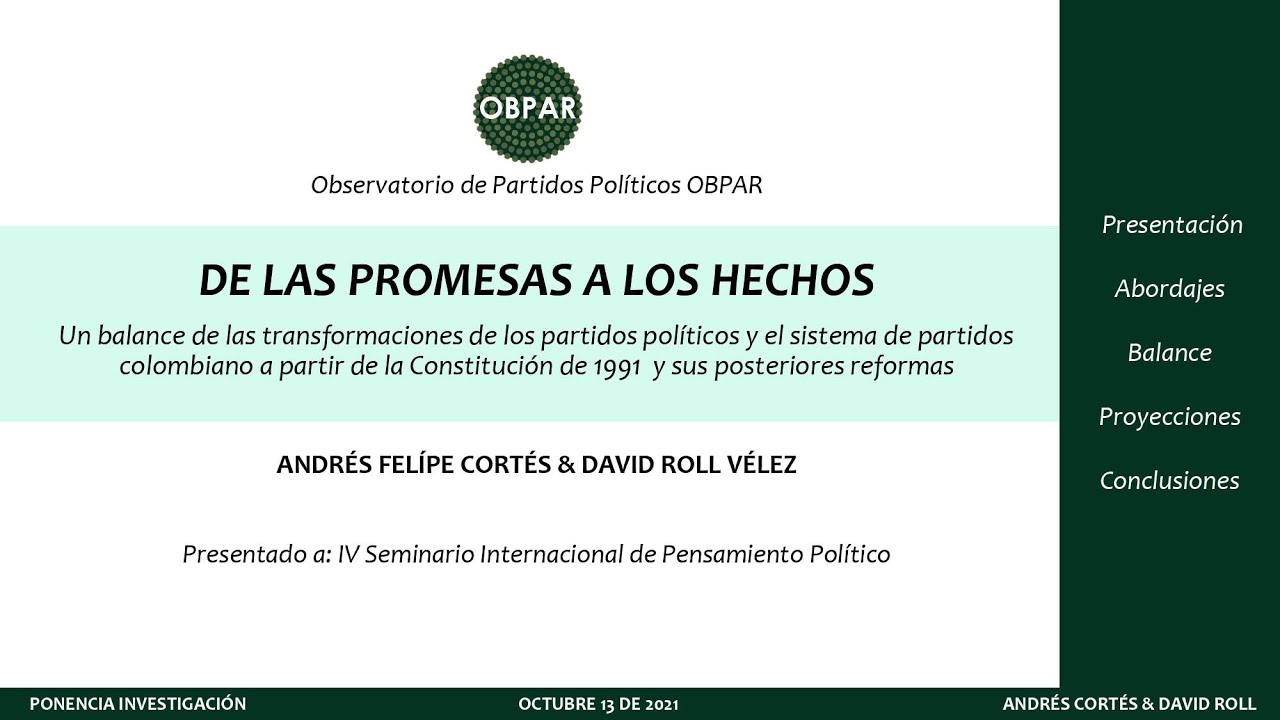 Un balance de las transformaciones de los Partidos Políticos en Colombia 1991-2021