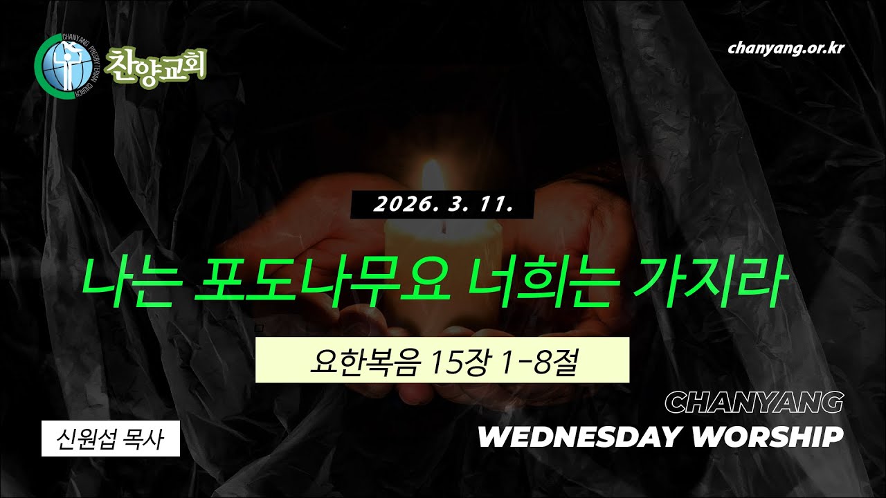 [ 수요예배 : 2026. 03. 11. ] 나는 포도나무요 너희는 가지라 ( 요한복음  15장 1-8절 )