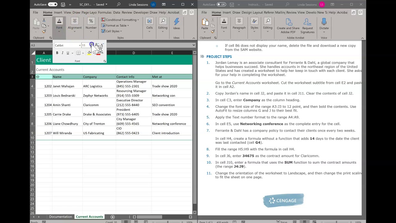 Модуль 1 Excel SAM, проект завершения модуля 1: Ferrante & Dahl Consultants