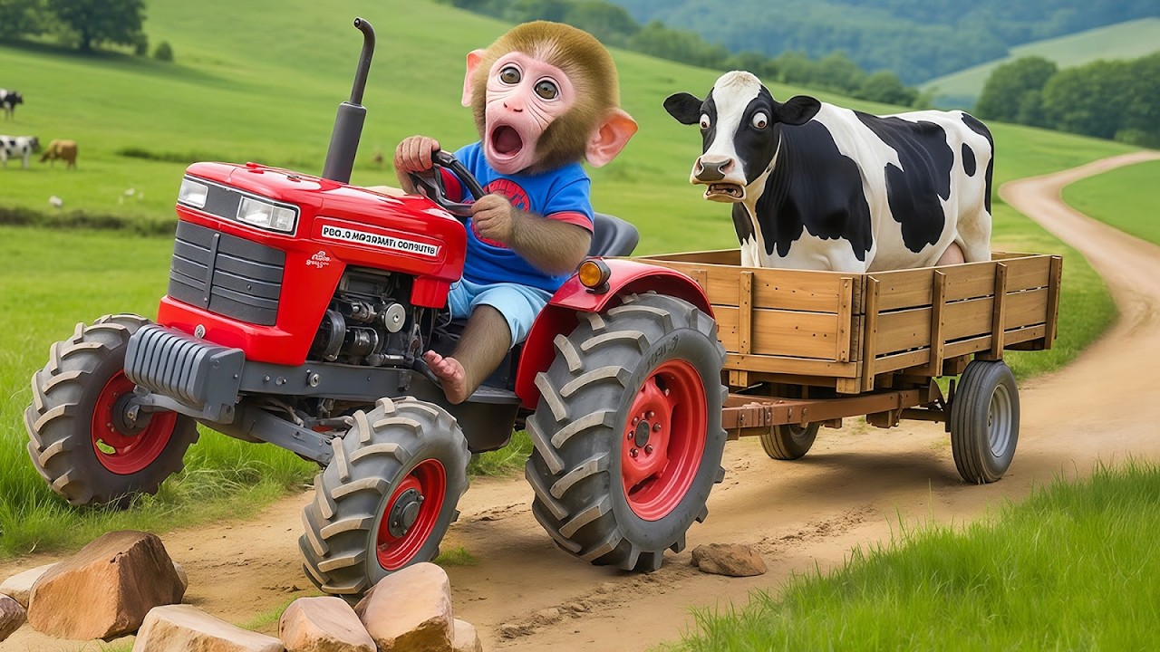 Monkey Nana Harvests Tomatoes and Rescues a Dairy Cow Stuck in the Mud!