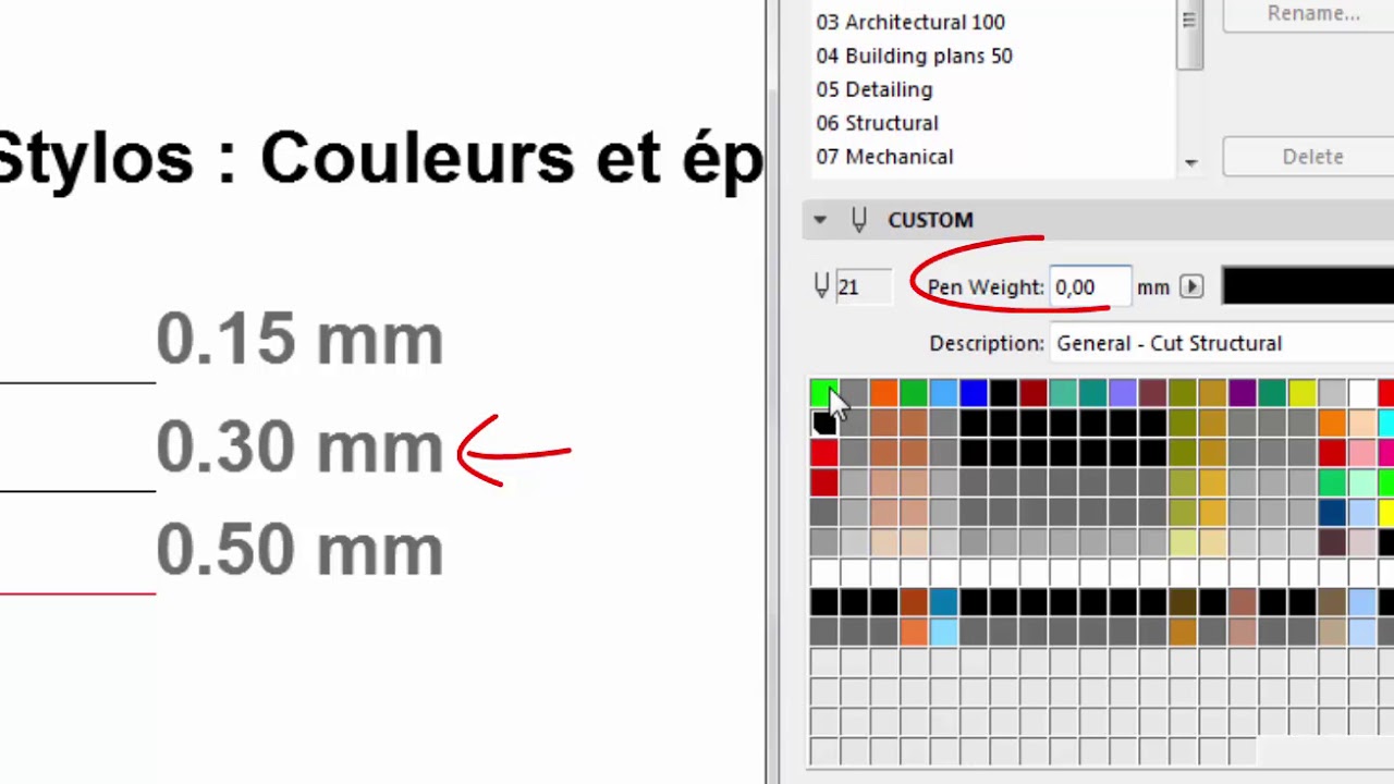 ArchiCAD :jeux de stylos