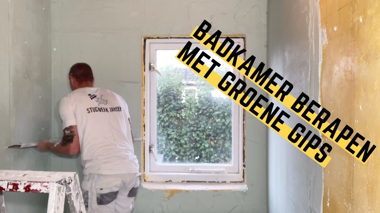 Badkamer berapen met groene gips  |  Stucvlog #39