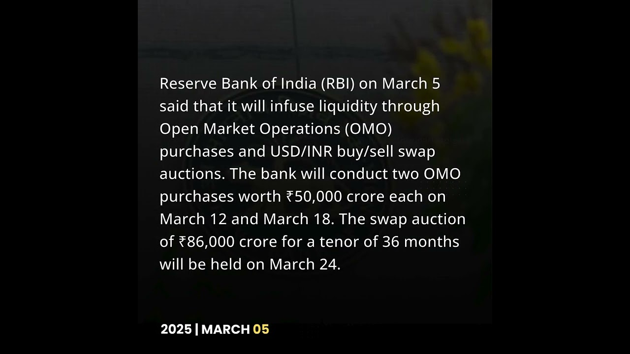 RBI to increase liquidity via USD/INR buy/sell swap auctions