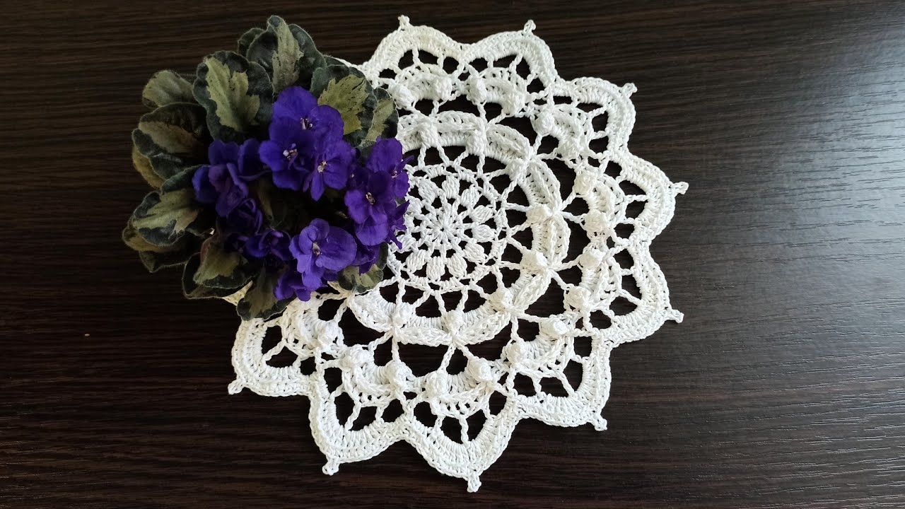 Морозний Лотос, мініатюрна рельєфна серветка (Frozen Lotus, mini doily) Ч4
