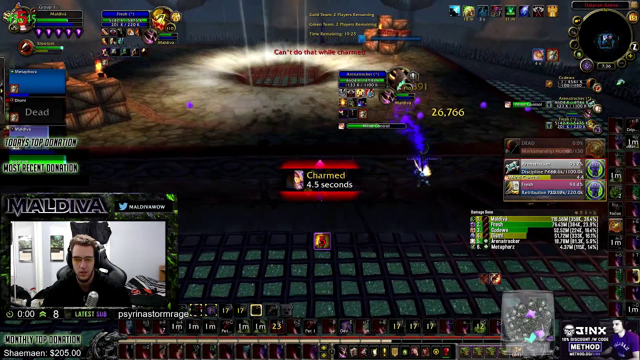 Maldiva - Crazy 2v3 at 2500 MMR! - Wow 7.3.5 Affliction Warlock PvP