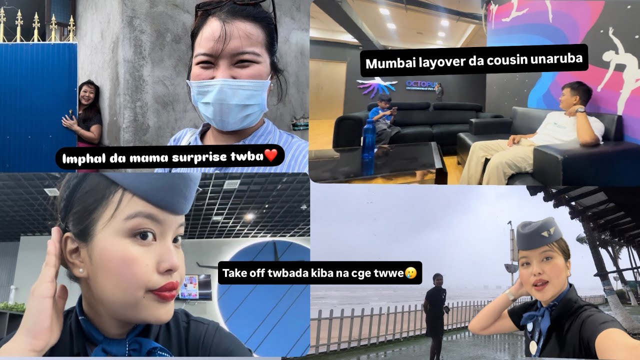 Takeoff Twbada kibana loire//Mumbai layover da cousin unaruba// Family Surprised twrure imphal da❤️
