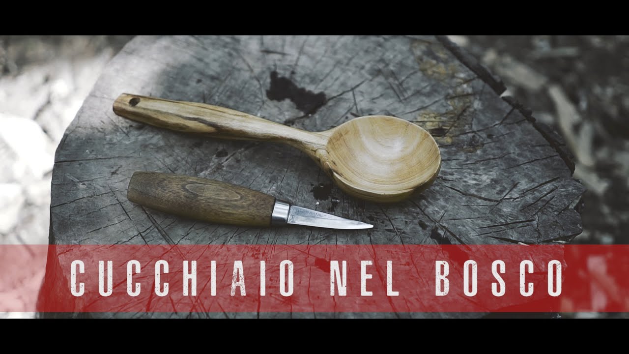 COSTRUIRE UN CUCCHIAIO NEL BOSCO - wood spoon carving - Mora knive 120 - Hatchet Hultafors