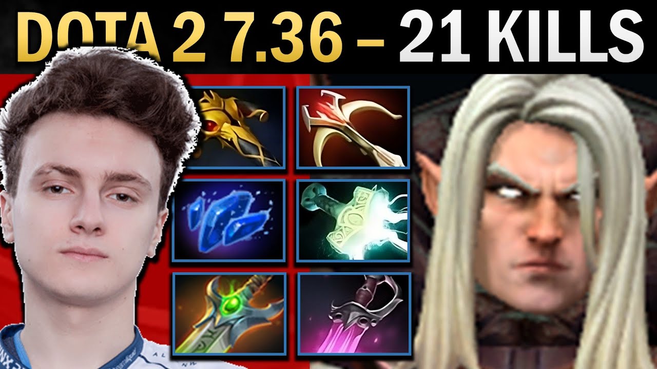 Invoker Gameplay Miracle with Mjolnir and 21 Kills - Dota 7.36