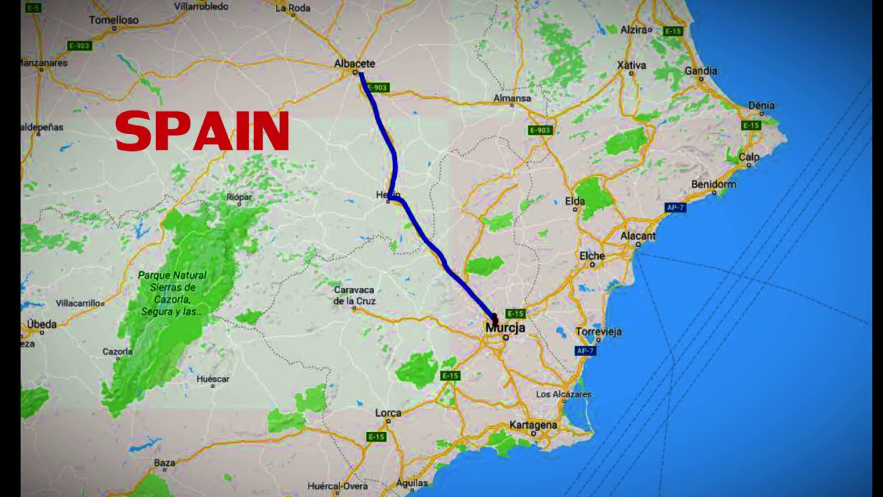 493 - Albacete - Pozo Cañada - Tobarra - Hellín - Cancarix - Cieza - Murcia Driving through Spain