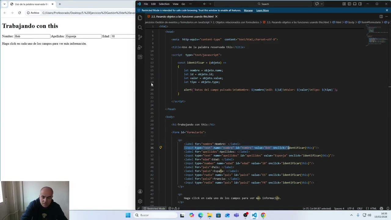 2.5. Pasando objetos a las funciones usando this.
