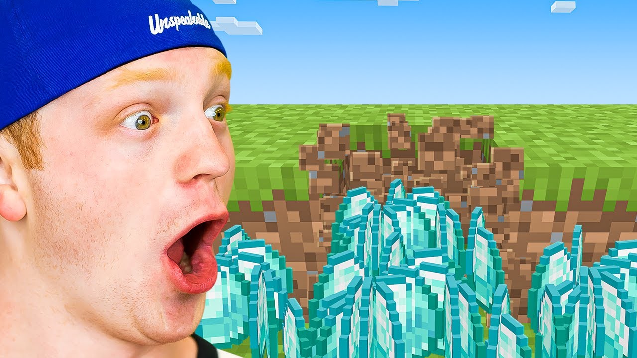 Minecraft But Grass Drops Diamonds