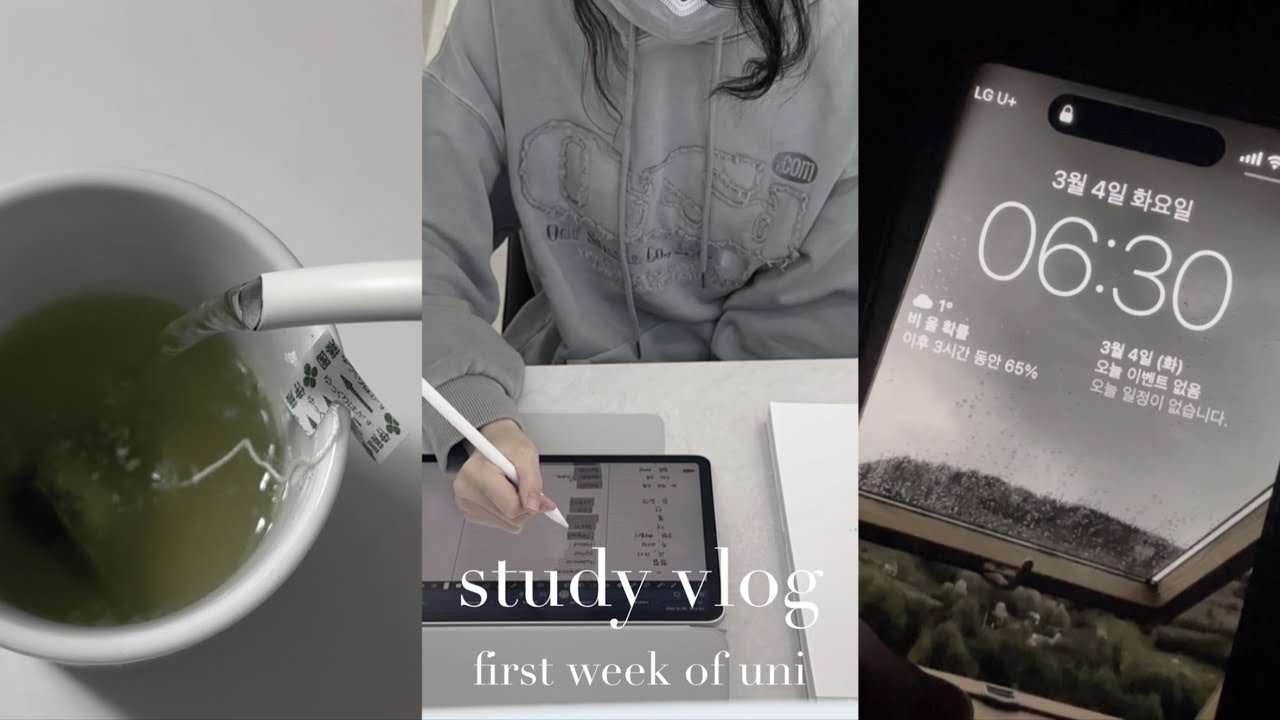 [VLOG] 개강을..했네요..? 새벽 6시 기상 루틴과 개강 첫 주, 굿노트 꿀팁 공유하고 새로운 과목 공부하는 대학생 공부브이로그 | 무채색. 굿노트 꿀팁. 개강